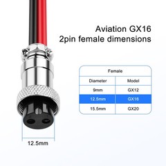 SinLoon 2 Pack GX16 2Pin Pigtails Electronic Cable Female Socket Wireable Mol…