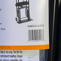 BRAVE Hand Truck 800 Lb. Sz 16″W x 6″L x 59″H Black GWG311052
