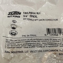 Zurn Wilkins 3/4” Tail Piece Kit 3/4″ FNPT Female NPT Union Connection Lead Free