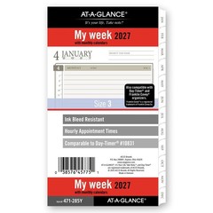 At-A-Glance 2027 471-285Y Weekly Monthly Planner Refill, Size 3, 3-3/4 x 6-3/4″