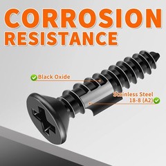 100 PCS 8 X 1-1/2 Inch Black Oxide Phillips Wood Screws Stainless Steel