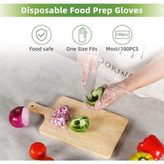Disposable Plastic Gloves One Size Fits Most 100 Pcs Bulk Pack