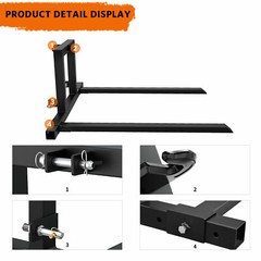 3 Point Hitch Pallet Fork 1500 lbs Adjustable Attachments for Category 1 Tractor