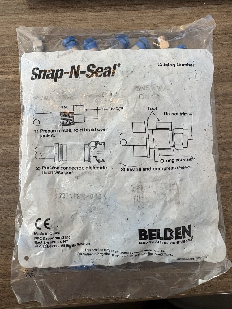 50pcs Belden SNS1P6 Snap-N-Seal F Connector Blue for RG6 Coaxial Cables bin46