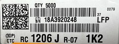 12-pack 1.2k Ohm 1/4W 5% 1206 SMT/SMD Chip Resistors 1K2 1K20 1.2 kOhm From USA