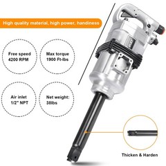 1″ Air Impact Wrench Gun Heavy Duty Commercial Truck Mechanics with Storage Case