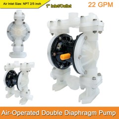 22GPM Air-Operated Double Diaphragm Pump 1″ Inlet&Outlet 100psi corrosive fluid