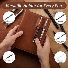Leather Pen Holder for Notebook 2.9 x 2.3Inch Pen Holder Clip Double Slot Pen…