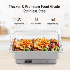 Electric 9QT Roll Top Chafing Dish Buffet Set Stainless Steel Chafer Food Warmer