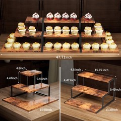Display Stand, 3 Tier Risers Display Stands, Food Display Risers for Party Cu…