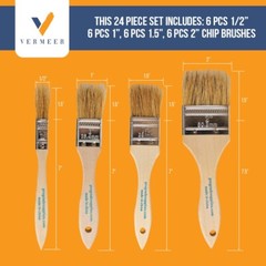 24Pk Chip Brushes in Assorted Sizes for Paints, Stains, Varnishes, Glues & G