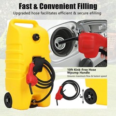 14 Gallon Portable Fuel Caddy with Manual Pump & 10ft Delivery Hose yellow (53L)