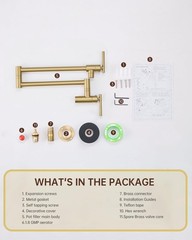 Fransiton Brushed Gold Pot Filler Pot Filler Faucet Wall Mount Brass Folding