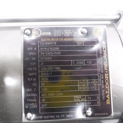 Baldor 1/2HP 3 Phase 1725RPM Explosion Proof Motor M7006A, 34-5323-1543