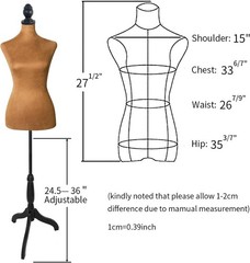 Brown Clothing Mannequin Female, Form 58-67 Inch Height Adjustable Tripod Stand