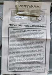 New Old Stock American Dryer Push Button Hand Dryer DR20 115V 20A 50/60Hz White