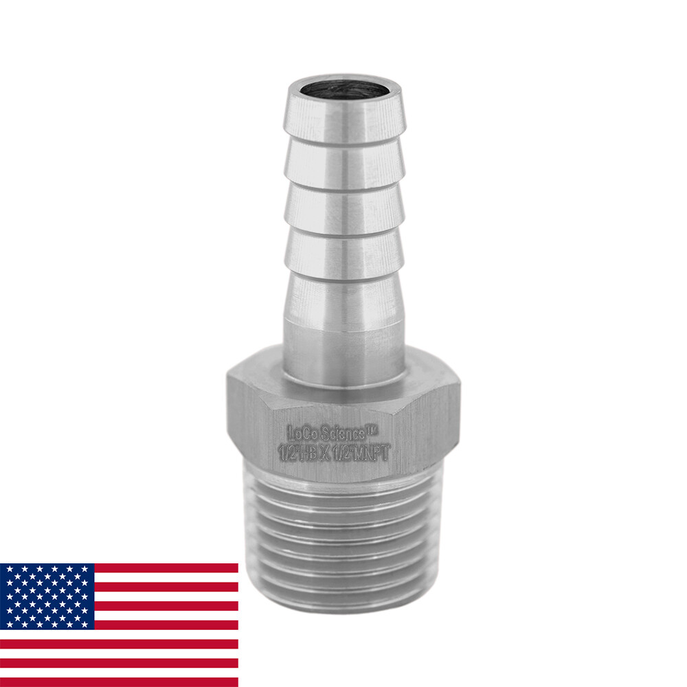 1/2″ HB x 1/2″ MNPT Adaptive Fitting SS304 LoCo Science!!