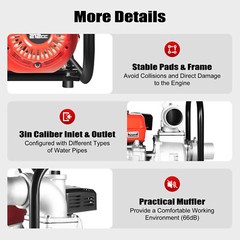3″ Semi Trash Gas Water Pump Garden Water Transfer Irrigation Pump 60m³/h 7.5HP