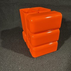 Vintage HOF Hong Kong Orange Plastic Desk Organizer 4 Drawers 2 Cups No 7412