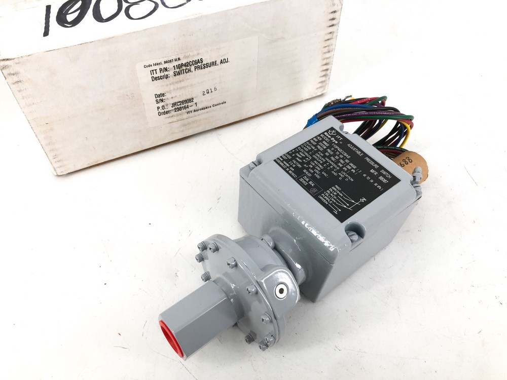 New ITT 110P42CC6AS Adjustable Pressure Switch 10″ – 100″ H2O 11A