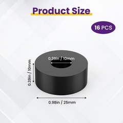 16 Pcs Multi Purpose Rubber Spacers 1 Inch OD x 3/8 Inch ID x 1/2 Inch Thick