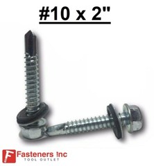 #10-16 x 2″ Hex Rubber Washer Self Drilling Screws Roofing Siding 5/16″ Drive