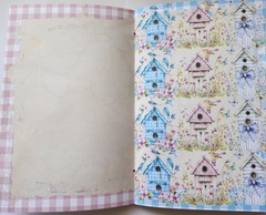 Junk Journal Booklet “COUNTRY GINGHAM” Farmhouse Cards, Pockets Ephemera 40Pg
