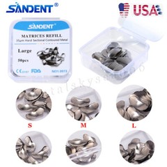 50Pcs Dental Matrices Bands Sectional Contoured Metal Matrix bands S/M/L