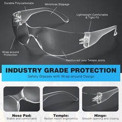 1-200 PAIR PACK Protective Safety Glasses Clear Lens Work UV ANSI Z87 Lot of 12