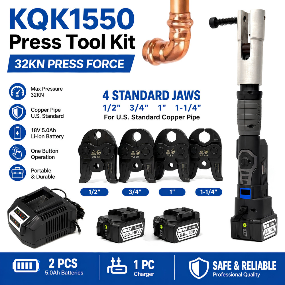 1550 Cordless Hydraulic Crimping Tool 32KN Brushless Motor For 1/2 To 1-1/4