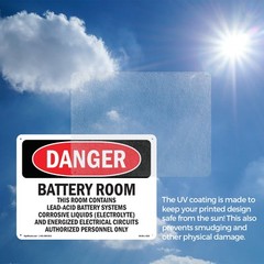 Battery Room Contains Lead OSHA Danger Sign Metal, Plastic, Decal 5 or 10 Pack