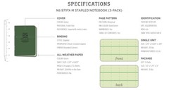 Rite In The Rain Mini Stapled Binding Notebook 3 Pack Green Field-Flex Cover