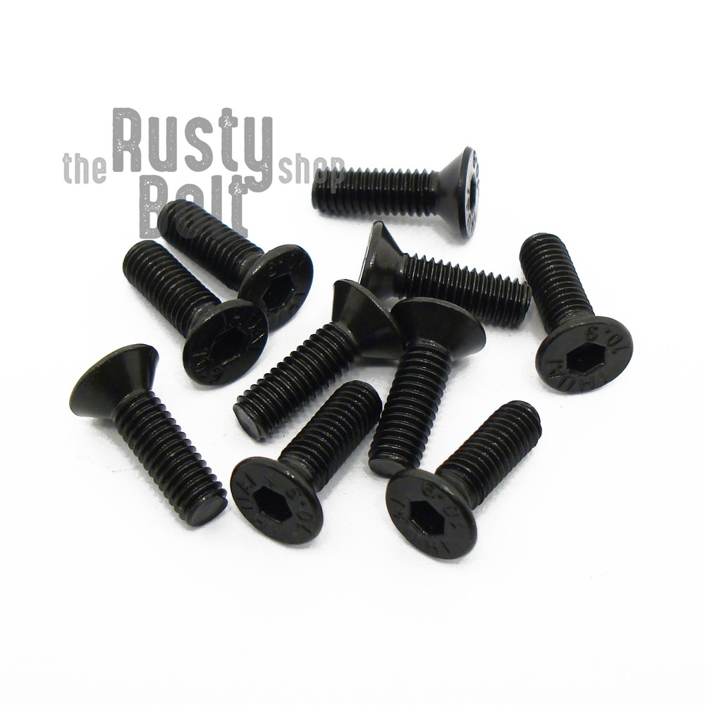 M3 x 10mm, Socket Flat Head Screws, 12.9 Steel, Black Oxide, Countersunk