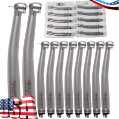 10 ASkeadnt NEW Dental High Speed HANDPIECES Fast Turbine Push Button 4-H