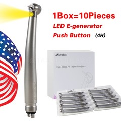 10 ASkeadnt NEW Dental High Speed HANDPIECES Fast Turbine Push Button 4-H