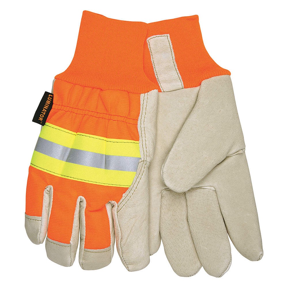 MCR SAFETY 3440XL Leather Gloves,Beige,XL,PR 20JF25