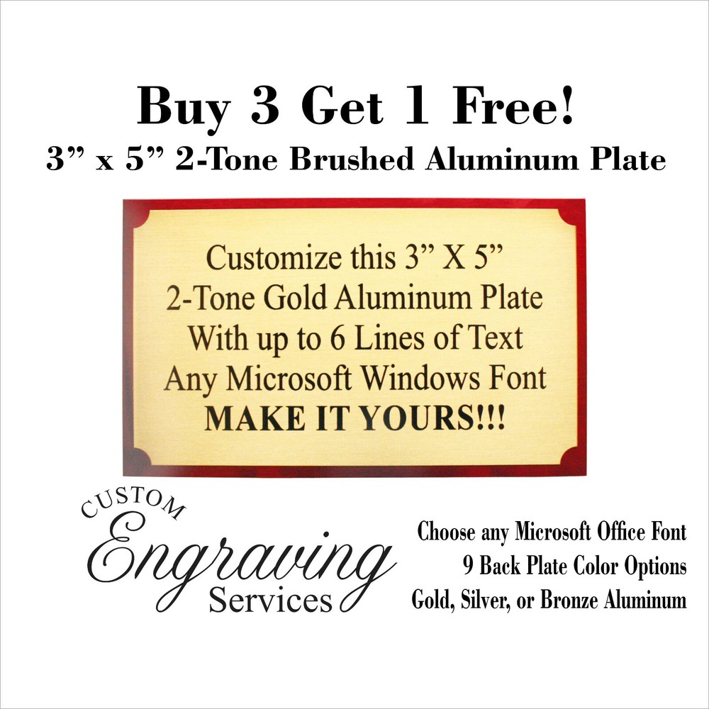 3″x5″ TWO TONE ALUMINUM ENGRAVED SUBLIMATION PLATE TAG PLAQUE MADE IN USA