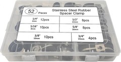 12/52 pc Rubber Cushion Insulated Clamp Stainless Steel Cable Clamps Assortment