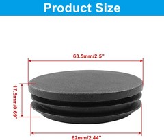 4 Pack 2-1/2 Inch (63Mm) round Plastic Hole Plugs, Black Pipe Tubing End Cap for