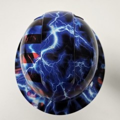 full brim hard hat custom hydro dipped IN AMERICAN THUNDER ⚡ USA LIGHTNING NEW