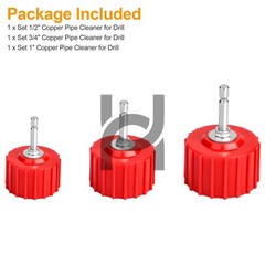 Copper Pipe Cleaner Set for Drill 1/2″ 3/4″ 1″ Bore Brush Kit Plumbing HVAC Tool