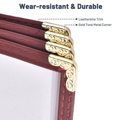 WeChef 20pc 8.5×14″ Menu Cover 4 Page 8 View Corner Stitch Restaurant Cafe