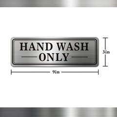 2 PCS Metal Stainless Steel Hand Wash Only Sign Self Adhesive 9×3 Inch