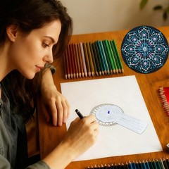 DAFENCHI 3in1 Mandala Ruler Tool with Holes, Mandala Dot Art Circle Maker, Co…