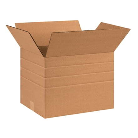 25 Multi-Depth Corrugated Boxes – 16 x 12 x 12, Brown ECT-32