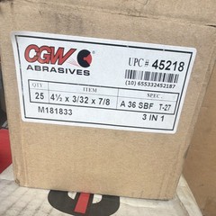 CGW Abrasives Type 27 Cut-Off Wheel 4-1/2 x 3/32 x 7/8 36 Grit M181833