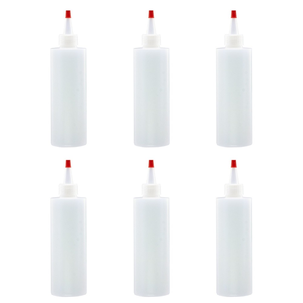 8oz Plastic Squeeze Bottles HDPE w/Yorker Tips (6-Pack) Empty Refillable Bottle