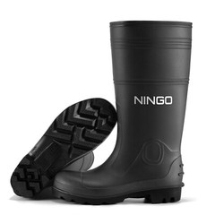 NINGO Men Steel Toe PVC Rain Boots Waterproof Cushioning Safety Work Boots Farm