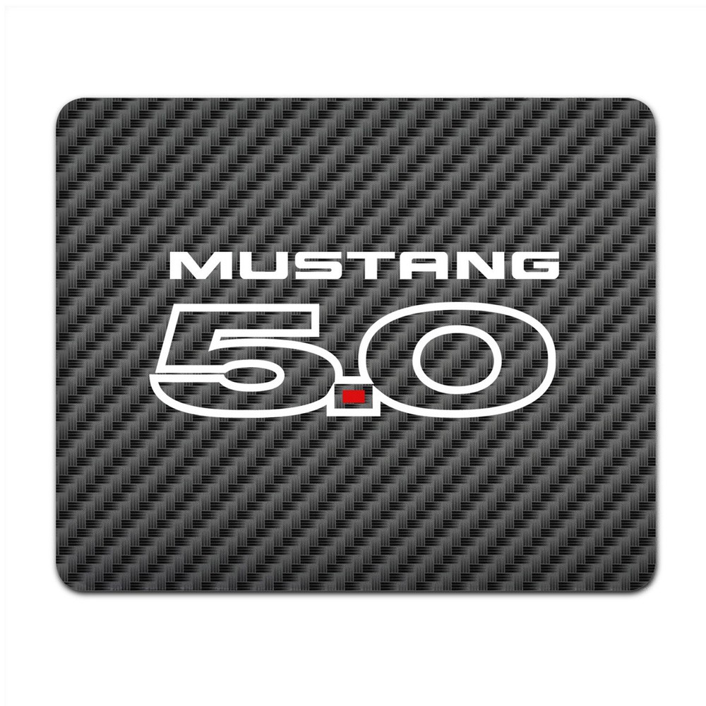 Ford Mustang 5.0 Black Carbon Fiber Texture Graphic PC Mouse Pad