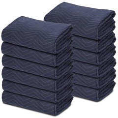 Moving Blankets 80″x72″ Furniture Protective 12 Pack Shipping Packing Pads Blue